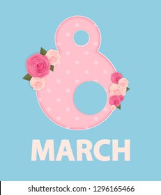 Poster International Happy Women's Day 8 March Floral Greeting card Vector Illustration EPS10