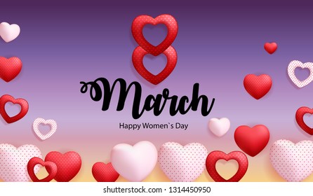 Poster International Happy Women's Day 8 March Floral Greeting card Vector Illustration EPS10