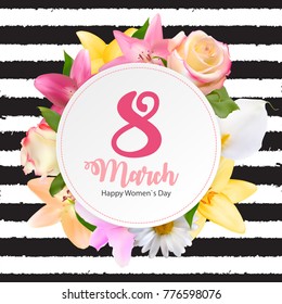 Poster International Happy Women's Day 8 March Floral Greeting card Vector Illustration EPS10
