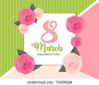 Poster International Happy Women's Day 8 March Floral Greeting card Vector Illustration EPS10
