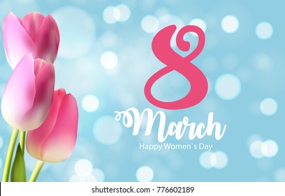 Poster International Happy Women's Day 8 March Floral Greeting card Vector Illustration EPS10
