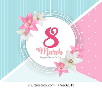 Poster International Happy Women's Day 8 March Floral Greeting card Vector Illustration EPS10
