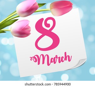 Poster International Happy Women's Day 8 March Floral Greeting card Vector Illustration EPS10