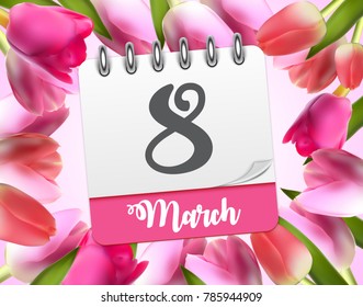 Poster International Happy Women's Day 8 March Floral Greeting card Vector Illustration EPS10