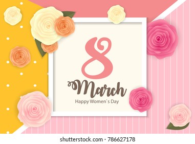 Poster International Happy Women's Day 8 March Floral Greeting card Vector Illustration EPS10