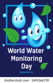 Poster International holiday, World Water Monitoring Day. Banner, postcard. Vector  