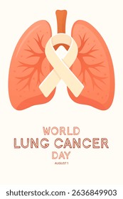 poster for international lung day with lungs and ribbon, august 1