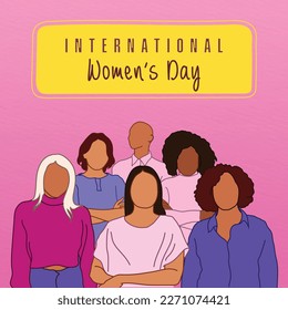  A poster for international women's day with a woman in a Colorful dress.
