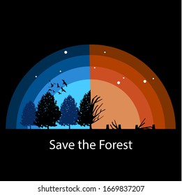 poster invitation to care for the forest, for world forest day illustration. natural design