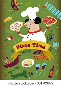 Poster Italian kitchen / card. Vector illustration