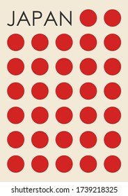 Poster Japan flag background logo round icon in retro style for interior room Modern creative design abstract bauhaus style Fashion print clothes apparel greeting invitation card picture banner flyer 