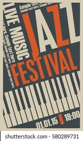 poster for the jazz festival with a keys of the piano