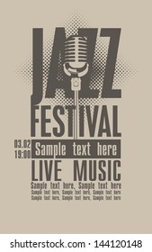 Poster for the jazz festival with a retro microphone