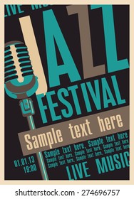 Poster for the jazz festival with a retro microphone