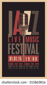 Poster for the jazz festival with a retro microphone