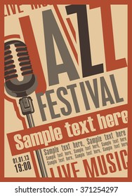 Poster for the jazz festival with a retro microphone