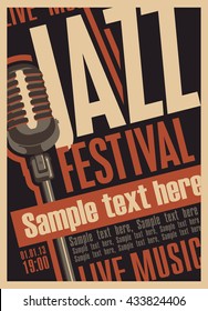 Poster for the jazz festival with a retro microphone