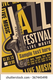 poster for the jazz festival with a saxophone