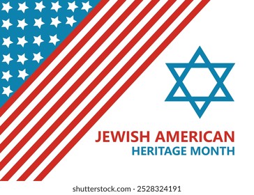 Cartaz para o Mês da Herança Judaica Americana com bandeira dos EUA e Davi