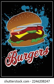 A poster for juicy hamburgers.