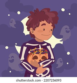 poster of kid with skeleton costume
