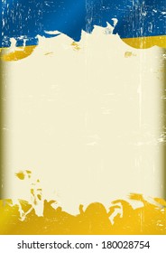  A poster with a large scratched frame and a grunge ukrainian flag for your publicity.