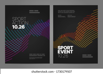 Poster layout design with abstract dynamic lines for sport event, invitation, awards or championship. Sport background.