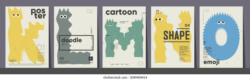 Poster layout design. Letters K,L,M,N,O. Alphabet. Cute monsters. Template poster, banner, flyer.