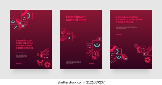 Poster layout design for tournament, invitation, awards or cup. Layout design template with geometric shapes. Championship in Qatar. Sports background trend 2022. - Shutterstock ID 2121089237