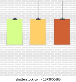 poster layout of different colors on a brick wall with a place for inscription