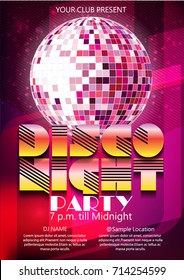 poster layout disco nignt party with disco ball illustrator vector design