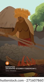 Idea de diseño de póster con ilustración de pantalla de celdas de ceremonia de Barapen