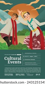 Poster layout idea with indonesian culture Gambang Dance Semarang Central Java illustration