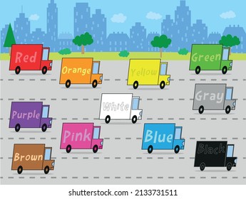 Poster for learning colors on vehicles