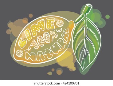 Poster Lemon with leaf lettering on a dark background