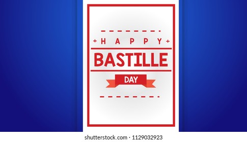 Poster and Lettering 14th july happy bastille day with blue background