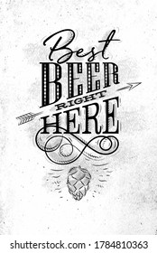 Poster lettering don't worry beer happy drawing with chalk on chalkboard background