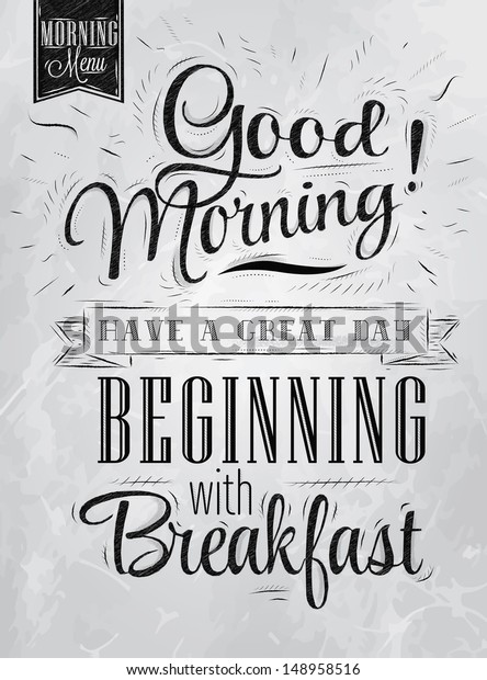 Poster Lettering Good Morning Beginning Breakfast Stock Vector (Royalty ...
