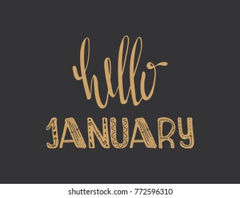 Poster with lettering "Hello january".