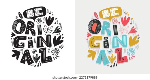 Poster with lettering quote about life. Lettering slogan. Motivational phrase for print design. Vector