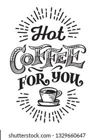 Poster lettering Special coffee for you take away. In vintage style, for for signboards, posters, menu, cards.