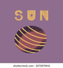 Cartel con el sol y el planeta. Ilustración vectorial para carteles, impresiones y tarjetas