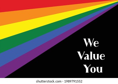 poster for LGBTQ Pride Vector. Banner Flag for LGBT, LGBTQ, and LGBTQIA. stands for lesbian, gay, bisexual, and transgender, we value poster.