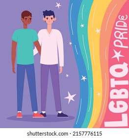 poster of lgtbq couple with pride lettering