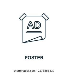 Icono de la línea del cartel. Signo de elemento coloreado de la colección de publicidad exterior. Símbolo de icono de esquema para diseño web, infografías y más.