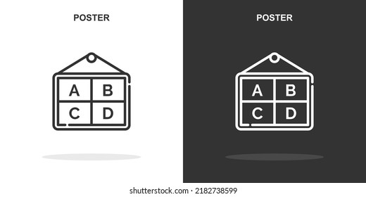 poster line icon. Simple outline style.poster linear sign. Vector illustration isolated on white background. Editable stroke EPS 10