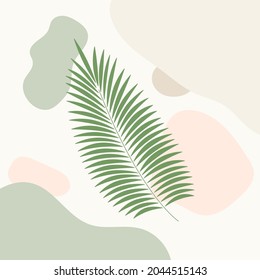 Afiche con hoja de línea sobre fondo abstracto. Estilo de dibujo de una línea. Ilustración vectorial para ropa de diseño, tarjeta, bloc de notas, afiche.