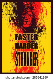 Poster with lion head. Vector illustration.