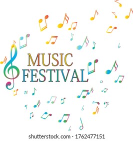 Poster for live music festivals with melodic. Vector illustration