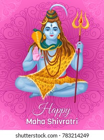 Poster Lord Shiva. Holiday  Maha Shivratri. Vector illustration.